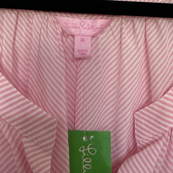 Lilly Pulitzer Silk Pink Puff Sleeve Blouse XL - Picture 2 of 10